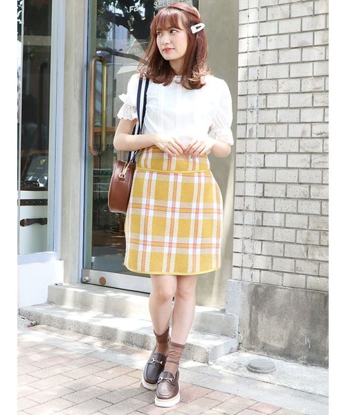 dazzlin（ダズリン）の「レトロカラーチェックミニスカート（スカート・レディース・イエロー/グリーン/ネイビー・SMALL/MEDIUM）」の18枚目の写真