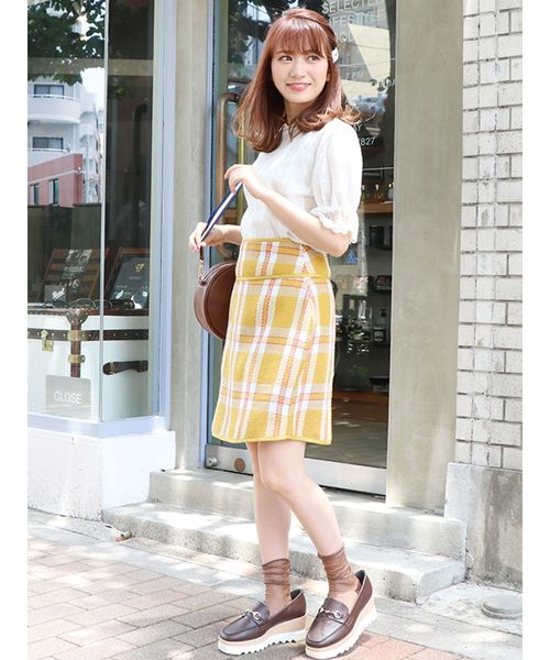 dazzlin（ダズリン）の「レトロカラーチェックミニスカート（スカート・レディース・イエロー/グリーン/ネイビー・SMALL/MEDIUM）」の19枚目の写真