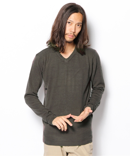 WEGO(ウィゴー)の「WEGO/カシミヤタッチVネックニット(ニット/セーター・メンズ・ダークグレー/ターコイズブルー/ブラック・SMALL/LARGE/MEDIUM)」の1枚目の写真