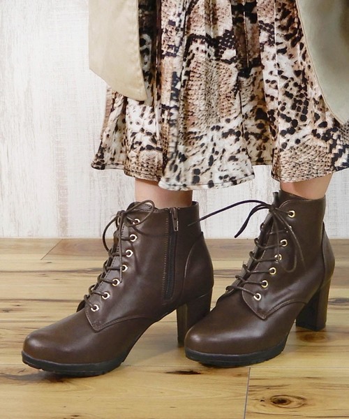 minia（ミニア）の「レースアップショートブーツ [ minia ]（ブーツ・レディース・ブラック/ブラック系その他/グレー/ブラウン/ダークブラウン/ブラック系その他2・S/M/L/LL）」の5枚目の写真