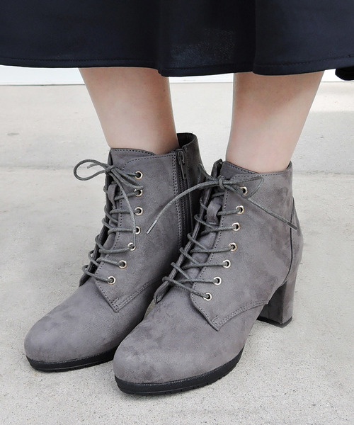 minia（ミニア）の「レースアップショートブーツ [ minia ]（ブーツ・レディース・ブラック/ブラック系その他/グレー/ブラウン/ダークブラウン/ブラック系その他2・S/M/L/LL）」の4枚目の写真