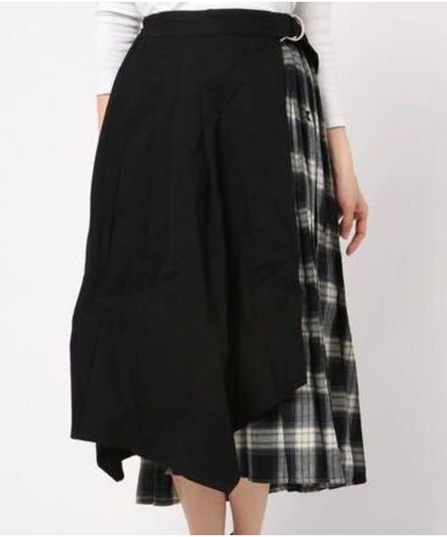 セール チェックプリーツラップ風スカート スカート World Wide Love ワールドワイドラブ のファッション通販 Zozotown