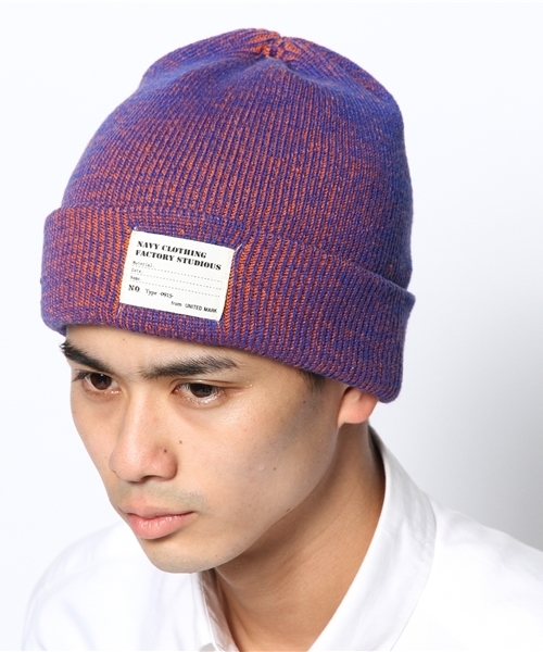 WEGO（ウィゴー）の「WEGO/ミックスリブパッチキャップ（ニットキャップ/ビーニー・メンズ・ブラック/杢グレー/グリーン/ブルー/レッド・FREE）」の10枚目の写真