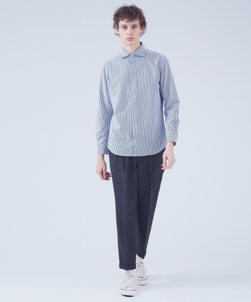 ABAHOUSE(アバハウス)の「【Recency of Mine】36Gコンパクトモックロディ細ストライプシャツ(シャツ/ブラウス・メンズ・ネイビー/オフホワイト/カーキ・44/46/48)」の11枚目の写真