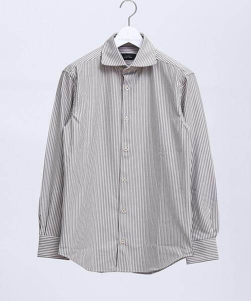 ABAHOUSE(アバハウス)の「【Recency of Mine】36Gコンパクトモックロディ細ストライプシャツ(シャツ/ブラウス・メンズ・ネイビー/オフホワイト/カーキ・44/46/48)」の5枚目の写真