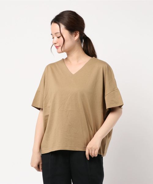 AMERICAN HOLIC(アメリカンホリック)の「両Vネックボックスプルオーバー*(Tシャツ/カットソー・レディース・オフホワイト/キャメル/ブラック/グリーン/パープル・M/L)」の5枚目の写真
