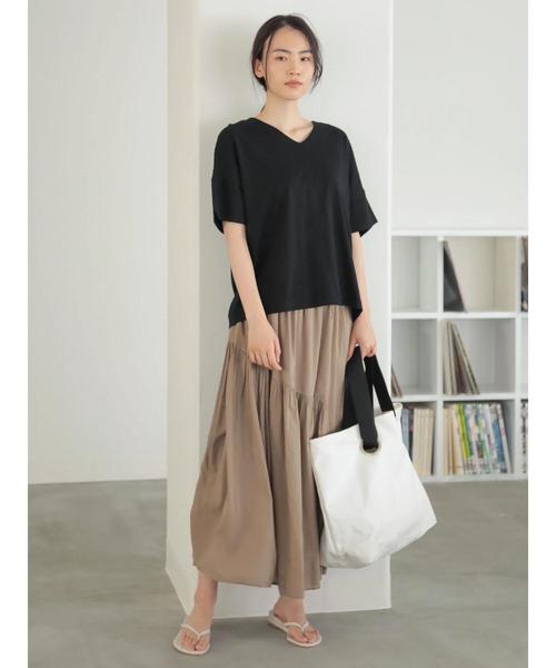 AMERICAN HOLIC(アメリカンホリック)の「両Vネックボックスプルオーバー*(Tシャツ/カットソー・レディース・オフホワイト/キャメル/ブラック/グリーン/パープル・M/L)」の15枚目の写真