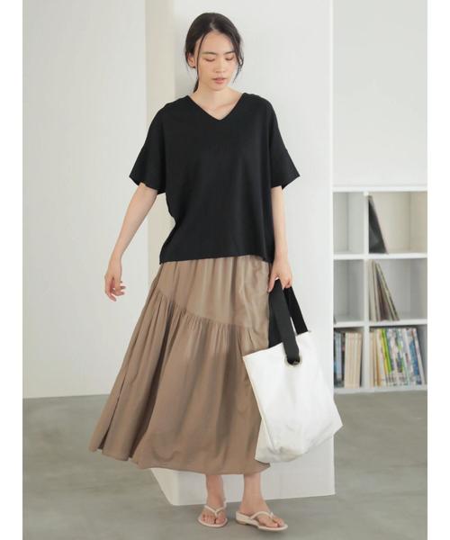 AMERICAN HOLIC(アメリカンホリック)の「両Vネックボックスプルオーバー*(Tシャツ/カットソー・レディース・オフホワイト/キャメル/ブラック/グリーン/パープル・M/L)」の13枚目の写真