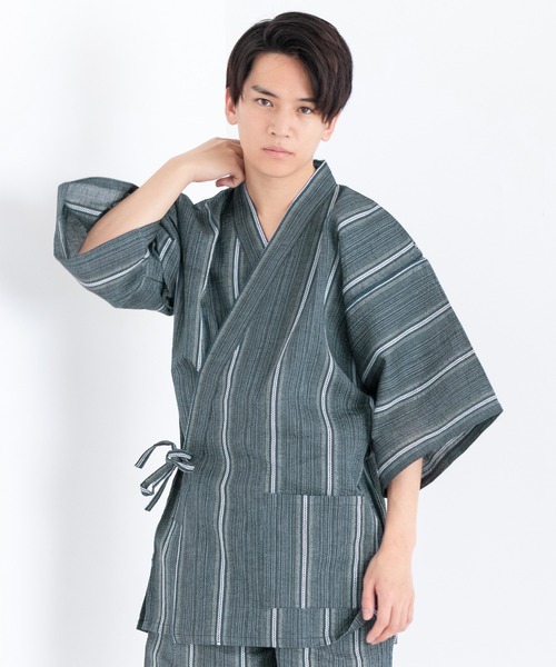 KYOETSU（キョウエツ）の「メンズ しじら 甚平（浴衣・メンズ・ブラック系その他/ブラック系その他2/ブラック系その他3/ブラック系その他4/グレー系その他/グレー系その他2/グレー系その他3/グレー系その他4/ブルー系その他/ブルー系その他2/ブルー系その他3/ブルー系その他4/ブラック系その他5/ブラック系その他6/ブラック系その他7/ブルー系その他5/ブルー系その他6/ブルー系その他7/ネイビー系2/インディゴブルー/ネイビー系3/ネイビー系/ネイビー系4/ネイビー系1・M/L/LL/3L）」の20枚目の写真