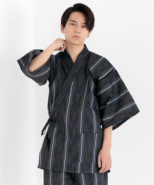 KYOETSU(キョウエツ)の「メンズしじら甚平(浴衣)」|ブラック系その他2