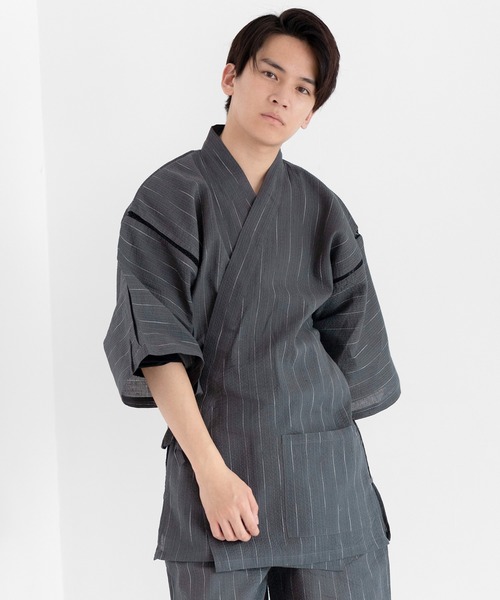 KYOETSU（キョウエツ）の「メンズ しじら 甚平（浴衣・メンズ・ブラック系その他/ブラック系その他2/ブラック系その他3/ブラック系その他4/グレー系その他/グレー系その他2/グレー系その他3/グレー系その他4/ブルー系その他/ブルー系その他2/ブルー系その他3/ブルー系その他4/ブラック系その他5/ブラック系その他6/ブラック系その他7/ブルー系その他5/ブルー系その他6/ブルー系その他7/ネイビー系2/インディゴブルー/ネイビー系3/ネイビー系/ネイビー系4/ネイビー系1・M/L/LL/3L）」の11枚目の写真