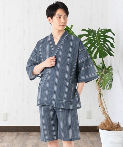 KYOETSU（キョウエツ）の「メンズ しじら 甚平（浴衣・メンズ・ブラック系その他/ブラック系その他2/ブラック系その他3/ブラック系その他4/グレー系その他/グレー系その他2/グレー系その他3/グレー系その他4/ブルー系その他/ブルー系その他2/ブルー系その他3/ブルー系その他4/ブラック系その他5/ブラック系その他6/ブラック系その他7/ブルー系その他5/ブルー系その他6/ブルー系その他7/ネイビー系2/インディゴブルー/ネイビー系3/ネイビー系/ネイビー系4/ネイビー系1・M/L/LL/3L）」の14枚目の写真