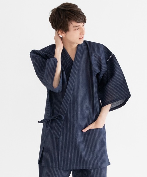 KYOETSU（キョウエツ）の「メンズ しじら 甚平（浴衣・メンズ・ブラック系その他/ブラック系その他2/ブラック系その他3/ブラック系その他4/グレー系その他/グレー系その他2/グレー系その他3/グレー系その他4/ブルー系その他/ブルー系その他2/ブルー系その他3/ブルー系その他4/ブラック系その他5/ブラック系その他6/ブラック系その他7/ブルー系その他5/ブルー系その他6/ブルー系その他7/ネイビー系2/インディゴブルー/ネイビー系3/ネイビー系/ネイビー系4/ネイビー系1・M/L/LL/3L）」の17枚目の写真