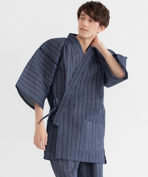 KYOETSU（キョウエツ）の「メンズ しじら 甚平（浴衣・メンズ・ブラック系その他/ブラック系その他2/ブラック系その他3/ブラック系その他4/グレー系その他/グレー系その他2/グレー系その他3/グレー系その他4/ブルー系その他/ブルー系その他2/ブルー系その他3/ブルー系その他4/ブラック系その他5/ブラック系その他6/ブラック系その他7/ブルー系その他5/ブルー系その他6/ブルー系その他7/ネイビー系2/インディゴブルー/ネイビー系3/ネイビー系/ネイビー系4/ネイビー系1・M/L/LL/3L）」の18枚目の写真