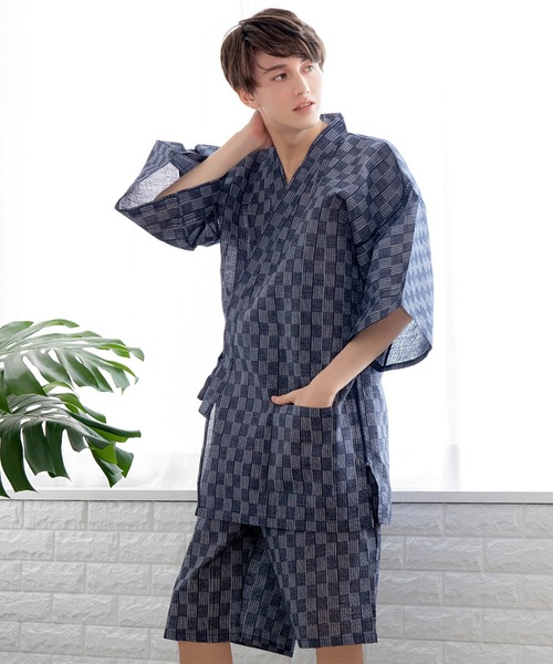 KYOETSU（キョウエツ）の「メンズ しじら 甚平（浴衣・メンズ・ブラック系その他/ブラック系その他2/ブラック系その他3/ブラック系その他4/グレー系その他/グレー系その他2/グレー系その他3/グレー系その他4/ブルー系その他/ブルー系その他2/ブルー系その他3/ブルー系その他4/ブラック系その他5/ブラック系その他6/ブラック系その他7/ブルー系その他5/ブルー系その他6/ブルー系その他7/ネイビー系2/インディゴブルー/ネイビー系3/ネイビー系/ネイビー系4/ネイビー系1・M/L/LL/3L）」の19枚目の写真