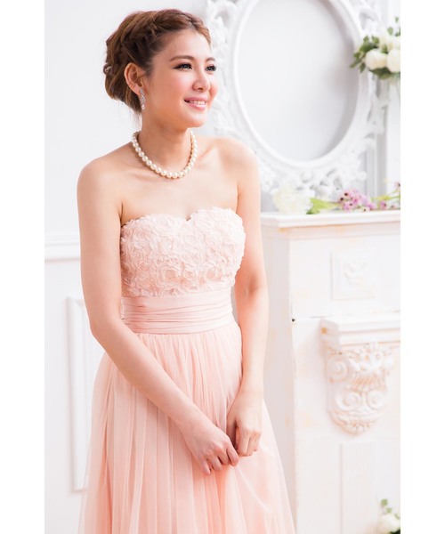 花模様ベアトップロングドレス 結婚式 お呼ばれワンピース ドレス ワンピース ドレス パーティードレス ドレス Cinderella シンデレラ のファッション セール 大注目 ドレス