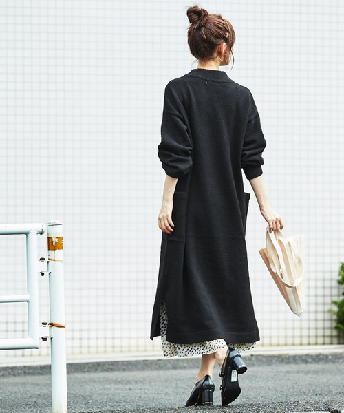 GeeRA(ジーラ)の「ボリュームスリーブスリットニットワンピ(ワンピース・レディース・ブラック/ピンク/グリーン・MEDIUM/LARGE/X-LARGE)」の9枚目の写真