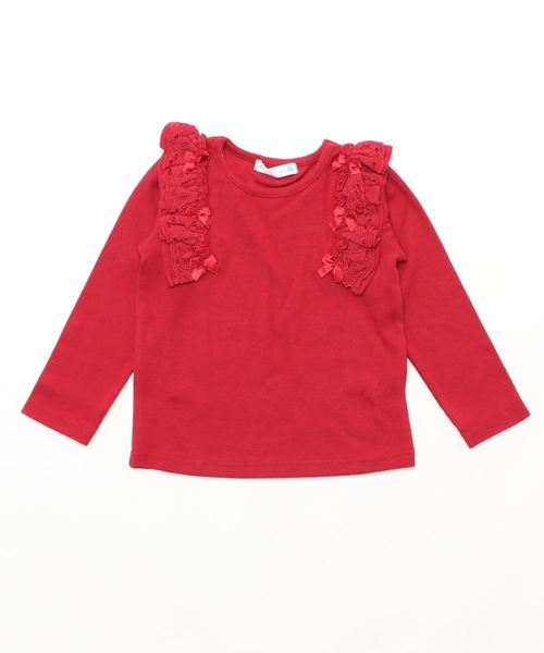 Catherine Cottage（キャサリンコテージ）の「肩フリルリブカットソー（Tシャツ/カットソー・キッズ・アイボリー/ピンク/ライラック/レッド/グレー/ネイビー/ブラック/グリーン・110/120/130/140/100/150）」の8枚目の写真