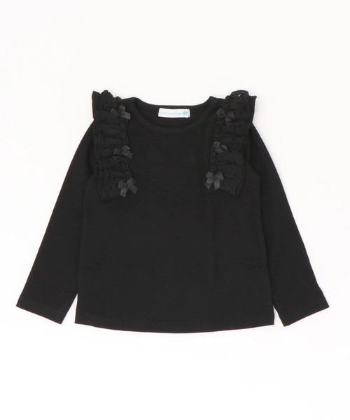 Catherine Cottage（キャサリンコテージ）の「肩フリルリブカットソー（Tシャツ/カットソー・キッズ・アイボリー/ピンク/ライラック/レッド/グレー/ネイビー/ブラック/グリーン・110/120/130/140/100/150）」の16枚目の写真