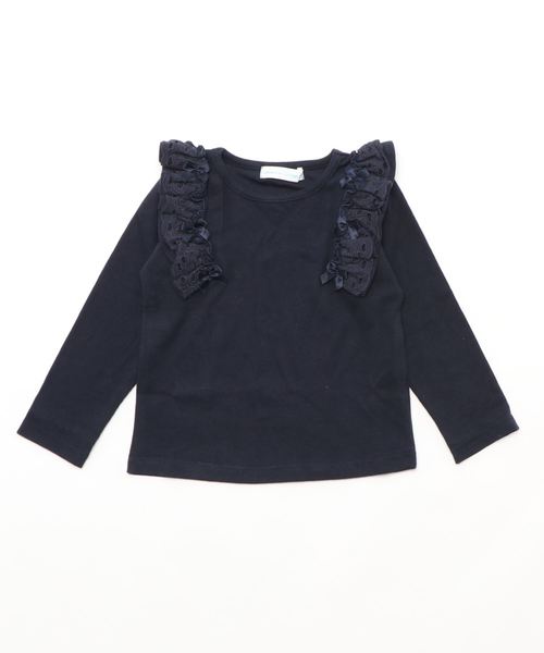 Catherine Cottage（キャサリンコテージ）の「肩フリルリブカットソー（Tシャツ/カットソー・キッズ・アイボリー/ピンク/ライラック/レッド/グレー/ネイビー/ブラック/グリーン・110/120/130/140/100/150）」の11枚目の写真