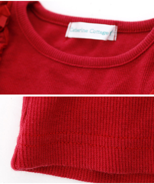 Catherine Cottage（キャサリンコテージ）の「肩フリルリブカットソー（Tシャツ/カットソー・キッズ・アイボリー/ピンク/ライラック/レッド/グレー/ネイビー/ブラック/グリーン・110/120/130/140/100/150）」の13枚目の写真