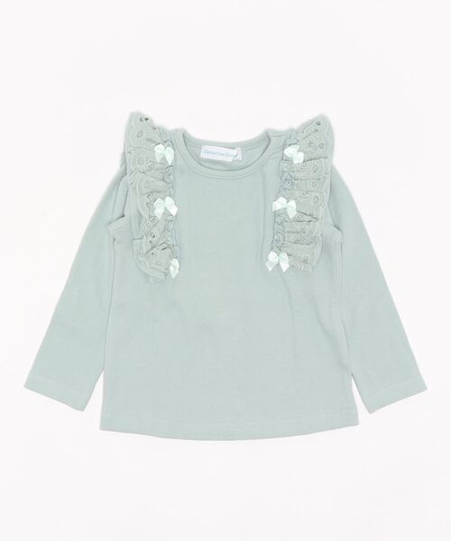 Catherine Cottage（キャサリンコテージ）の「肩フリルリブカットソー（Tシャツ/カットソー・キッズ・アイボリー/ピンク/ライラック/レッド/グレー/ネイビー/ブラック/グリーン・110/120/130/140/100/150）」の10枚目の写真