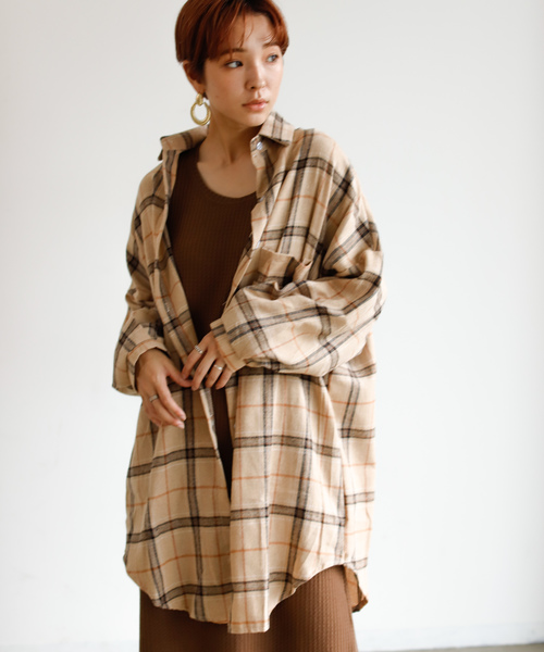 Birthday Room バースデイルーム の ビッグサイズチェックロングシャツカーディガン シャツ ブラウス Wear