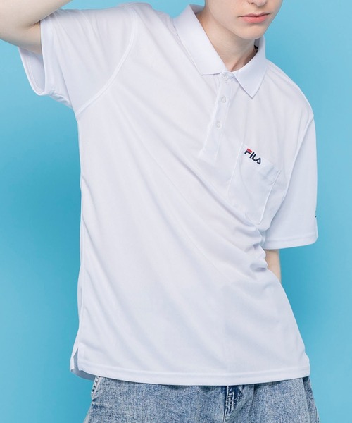FILA（フィラ）の「【FILA/フィラ】WEB限定 別注 ワンポイント ロゴ刺繍 DRY 半袖ポロシャツ/抗菌防臭+吸汗速乾＋UVカット（ポロシャツ・メンズ・ブラック/ホワイト/シルバー/ネイビー/チャコール/ホワイト系その他2/ブラック系その他2/ブラック系その他/ホワイト系その他/ブルー系その他/グレー系1/ネイビー系1/ブラック系2/ホワイト系2/ブラック系1/ホワイト系1・M/L/LL/3L）」の4枚目の写真