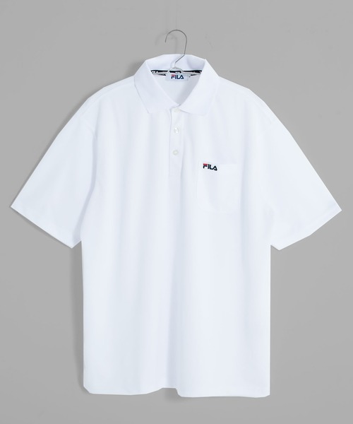 FILA（フィラ）の「【FILA/フィラ】WEB限定 別注 ワンポイント ロゴ刺繍 DRY 半袖ポロシャツ/抗菌防臭+吸汗速乾＋UVカット（ポロシャツ・メンズ・ブラック/ホワイト/シルバー/ネイビー/チャコール/ホワイト系その他2/ブラック系その他2/ブラック系その他/ホワイト系その他/ブルー系その他/グレー系1/ネイビー系1/ブラック系2/ホワイト系2/ブラック系1/ホワイト系1・M/L/LL/3L）」の2枚目の写真