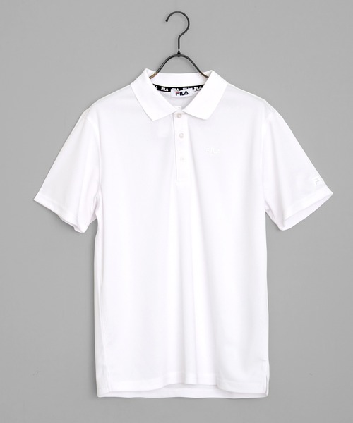 FILA（フィラ）の「【FILA/フィラ】WEB限定 別注 ワンポイント ロゴ刺繍 DRY 半袖ポロシャツ/抗菌防臭+吸汗速乾＋UVカット（ポロシャツ・メンズ・ブラック/ホワイト/シルバー/ネイビー/チャコール/ホワイト系その他2/ブラック系その他2/ブラック系その他/ホワイト系その他/ブルー系その他/グレー系1/ネイビー系1/ブラック系2/ホワイト系2/ブラック系1/ホワイト系1・M/L/LL/3L）」の3枚目の写真