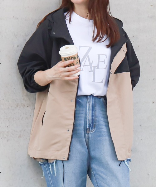 Social GIRL（ソーシャルガール）の「ラグランスリーブバックテールミリタリーオーバーサイズブルゾン（マウンテンパーカー・レディース・ブラック/ベージュ/カーキ/アイボリー/ホワイト×ブラウン/ブラック×ベージュ/モカ/ライトカーキ/ホワイト×グリーン・M）」の5枚目の写真