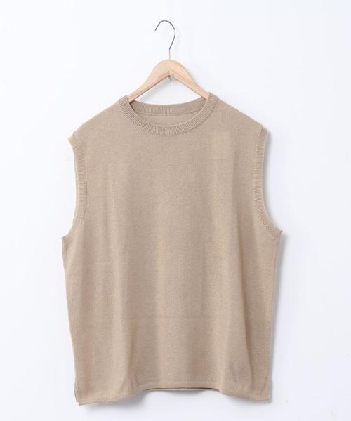 coen（コーエン）の「リネンミックスクルーネックベスト（ベスト・メンズ・ブラック/ベージュ・LARGE/SMALL/MEDIUM）」の4枚目の写真