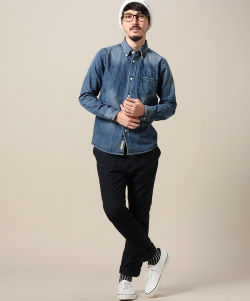 BEAUTY&YOUTH UNITED ARROWS（ビューティーアンドユースユナイテッドアローズ）の「＜SHUTTLE NOTES＞ INDIGO WASH SHT/シャツ ◆（シャツ/ブラウス・メンズ・ダークグレー/ライトブルー・SMALL/MEDIUM/LARGE）」の4枚目の写真