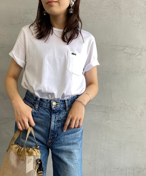 LACOSTE（ラコステ）の「[LACOSTE/ラコステ] ベーシッククルーネックポケットTシャツ（Tシャツ/カットソー・レディース・ネイビー/グレー/ホワイト/ブラック・4/3/5/2）」の2枚目の写真