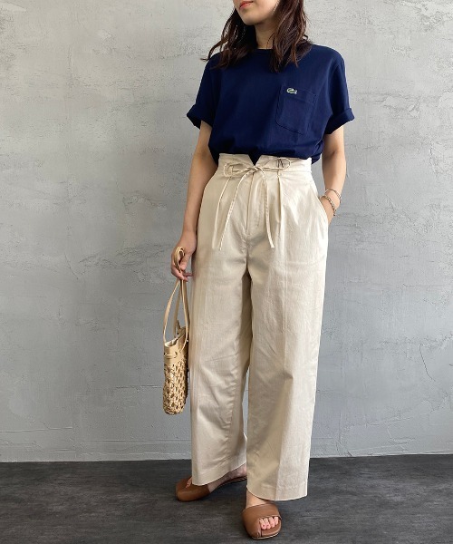 LACOSTE（ラコステ）の「[LACOSTE/ラコステ] ベーシッククルーネックポケットTシャツ（Tシャツ/カットソー・レディース・ネイビー/グレー/ホワイト/ブラック・4/3/5/2）」の9枚目の写真