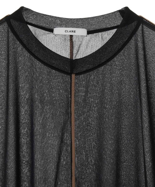 CLANE  カラーラインノースリーブトップス　シアートップス　ブラック　美品 CLANE（クラネ）の「クラネ CLANE / カラーリネン シアーノースリーブ