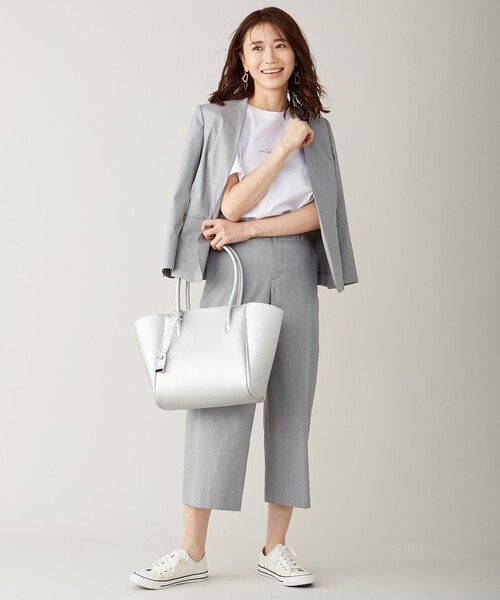 J.PRESS（ジェイプレス）の「【シワになりにくい】コットンフィッティーシャーク ノーカラージャケット（ノーカラージャケット・レディース・グレー系/ベージュ系/ダークブラウン系・11/9/7）」の8枚目の写真