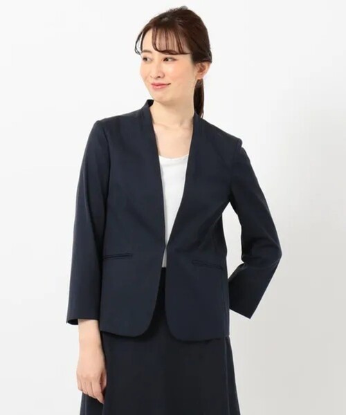J.PRESS（ジェイプレス）の「【シワになりにくい】コットンフィッティーシャーク ノーカラージャケット（ノーカラージャケット・レディース・グレー系/ベージュ系/ダークブラウン系・11/9/7）」の11枚目の写真