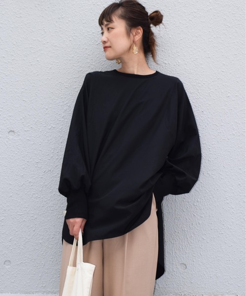 audrey and john wad(オードリーアンドジョンワッド)の「【日本製】ライトタンブラーロンT(Tシャツ/カットソー・レディース・ダークブラウン/ブラック・M)」の1枚目の写真