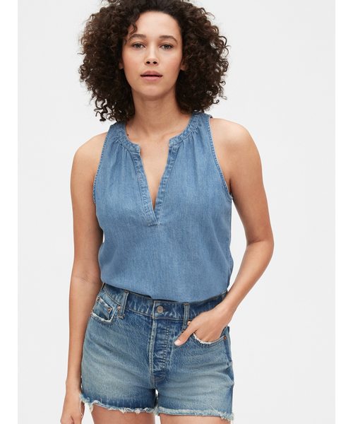 GAP（ギャップ）の「ノースリーブ デニムトップス（シャツ