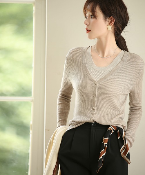 リブ編み ブラック Vネック カーディガン 婦人 なめらかリブ編みVネックカーディガン | 無印良品