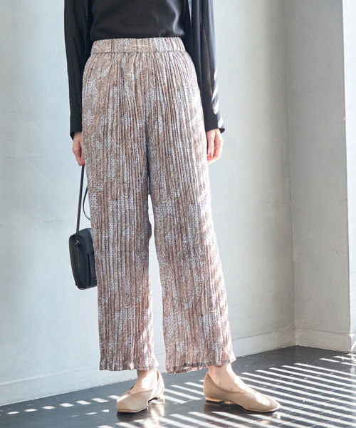 ROPE' PICNIC(ロペピクニック)の「ランダムプリーツプリントパンツ(パンツ)」|サックスブルー