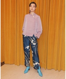 B01628 リリーブラウンLILY BROWN ストライプ花柄パンツ LILY BROWN（リリーブラウン）の「大花柄ストレートパンツ