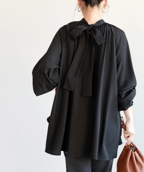 coca(coca)(コカ)の「2wayボウタイブラウス(シャツ/ブラウス・レディース・ブラック/アイボリー・ONE SIZE)」の2枚目の写真