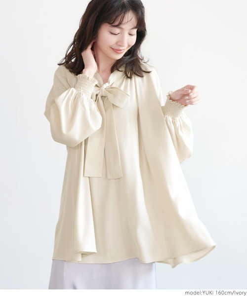 coca(coca)(コカ)の「2wayボウタイブラウス(シャツ/ブラウス・レディース・ブラック/アイボリー・ONE SIZE)」の8枚目の写真