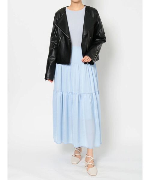 dazzlin（ダズリン）の「レザーライクシンプルライダース（ライダースジャケット・レディース・ブラック/ベージュ・FREE）」の10枚目の写真