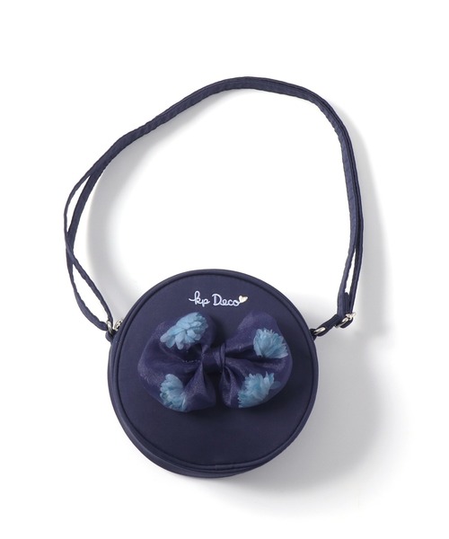 KP DECO（ケーピーデコ）の「お花が詰め込まれたオーガンジーリボン付きサークルショルダー（ショルダーバッグ・キッズ・ラベンダー/オフホワイト/ブルー系その他・FREE）」の2枚目の写真