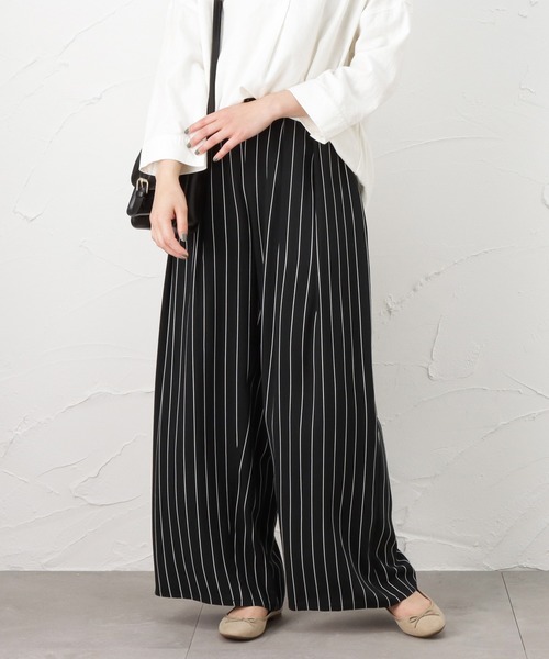 NAVY(ネイビー)の「レーヨンワイドパンツ(その他パンツ・レディース・ブラウン/ネイビー/ブラック/ストライプ/カーキ・フリー)」の13枚目の写真