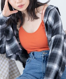 DIESELリブ編みベージュオレンジキャミソール とうあ着用 DIESELリブ