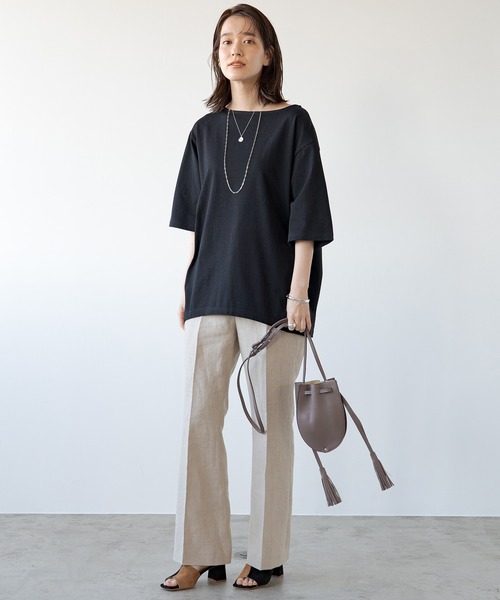 Loungedress ラウンジドレス センタープレス フレアパンツ グレー LOUNGEDRESS（ラウンジドレス）の「リネンフレアパンツ（その他